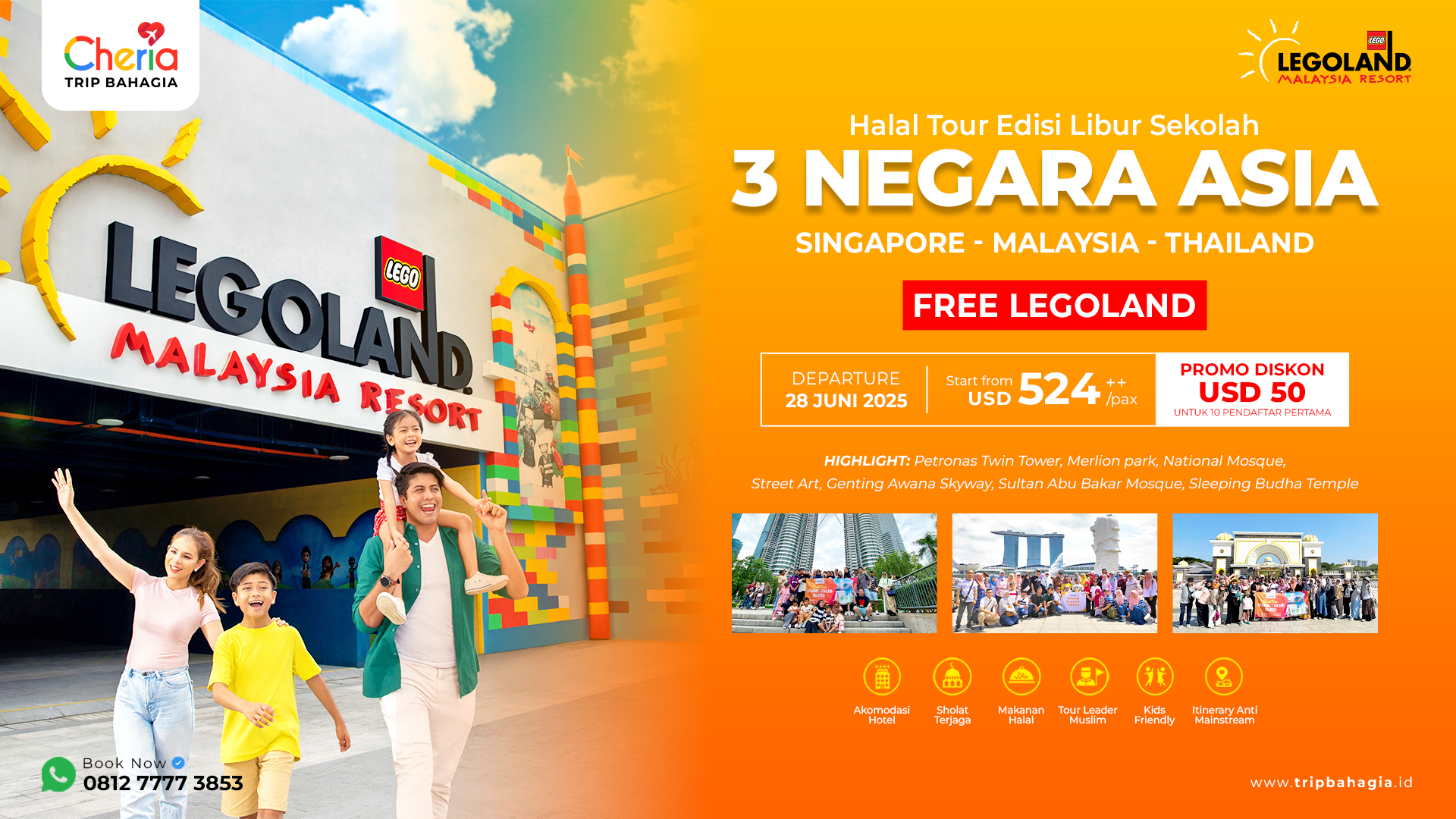 wisata halal liburan sekolah tiga negara